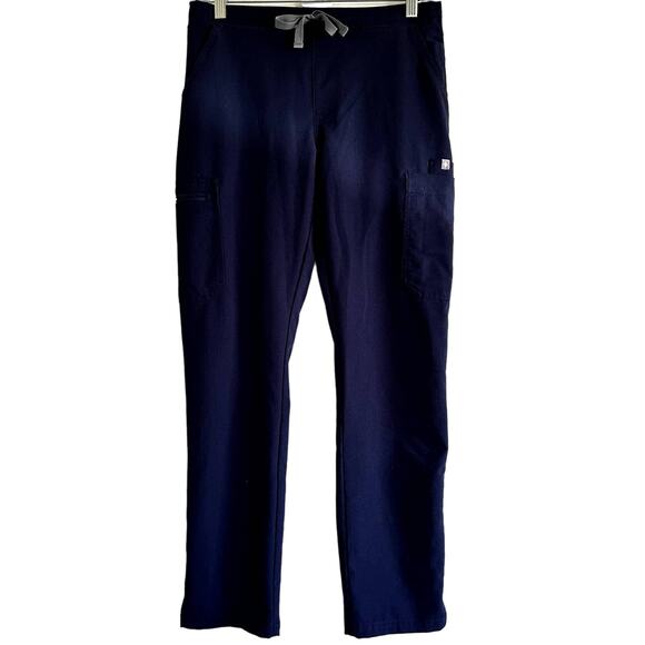 Figs Yola Skinny Scrub Pants Drawstring Mid Rise 11 Pockets Medical Blue Small - Picture 2 of 4